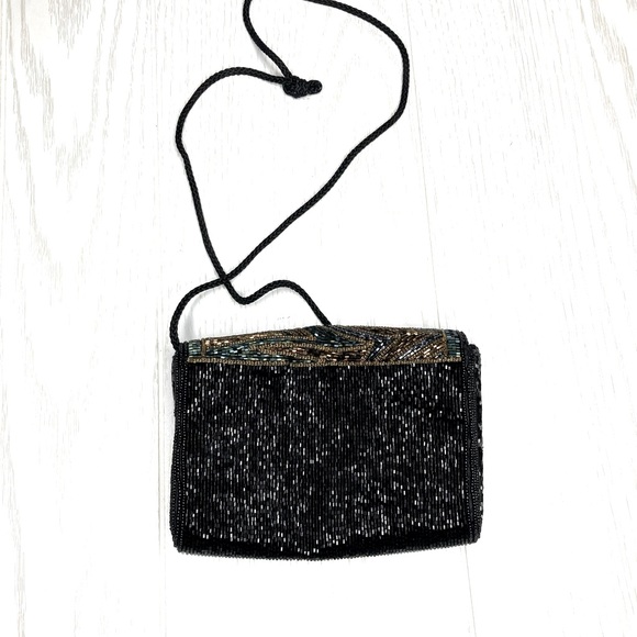 Talbots Sparkly Black Beaded Mini Crossbody Bag - Picture 4 of 12